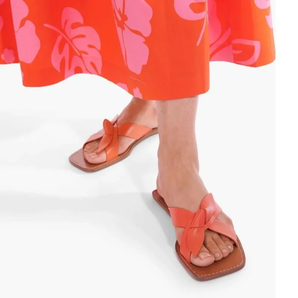 NIB STAUD Lei Leather Flip Flop Sandals Hawaiian Red - Picture 5 of 6